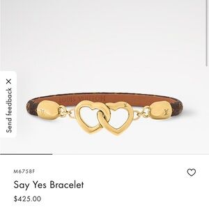 Louis Vuitton Brown Monogram Bracelet with Gold Heart Links